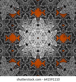 Vector illustration. Vintage pattern on a orange and white background with white elements.