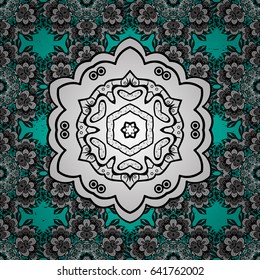 Vector illustration. Vintage pattern on a blue background with dark elements.