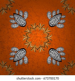 Vector illustration. Vintage pattern on orange and white background with white elements. Christmas, snowflake, new year.