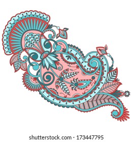 Vector illustration with vintage pattern for print, embroidery.
