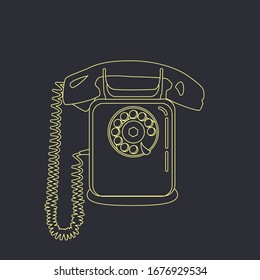 Vector illustration of a vintage phone. Retro telephone isolated on a dark background.