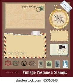 Vector illustration .Vintage postage and stamps