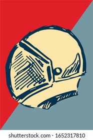 Vector Illustration of Vintage Poster of Astronaut Science