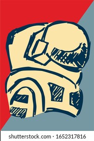 Vector Illustration of Vintage Poster of Astronaut Science