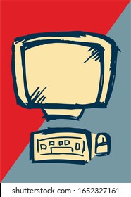 Ilustración vectorial de afiche de computadoras o portátiles