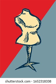 Vector Illustration of Vintage Poster of Fashion Mannequin