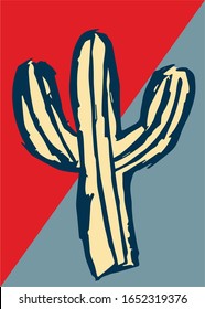Vector Illustration of Vintage Poster of Mexican Cactus Plant