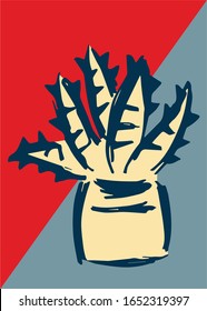 Vector Illustration of Vintage Poster of Mexican Cactus Plant