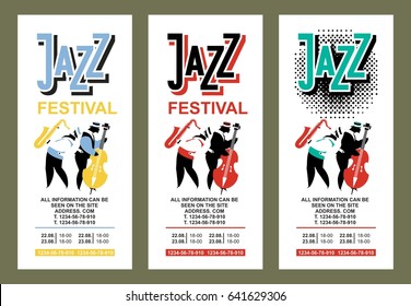 Vector illustration vintage poster music ticket for jazz festival presentation