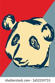 Vector Illustration of Vintage Poster of Panda Animal