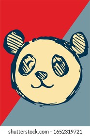 Vector Illustration of Vintage Poster of Panda Animal
