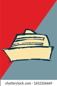 Vector Illustration of Vintage Poster of Ship or Boat