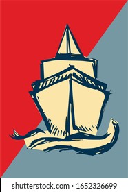 Ilustración vectorial del cartel de buque o barco