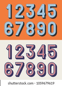 Vector Illustration Of Vintage Relief Numbers Typeface 