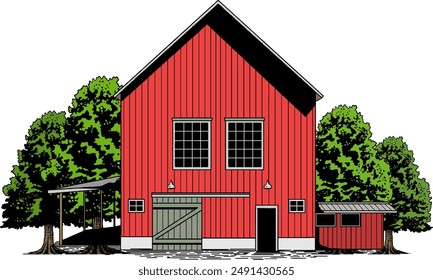 Vector illustration a vintage ren barn