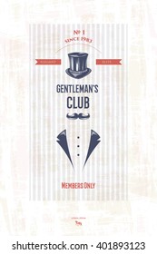 Vector illustration of vintage retro gentleman's club andl design elements