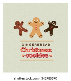 Vector Illustration vintage retro Greeting card with Gingerbread Cookies
