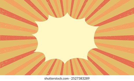 Illustration vectorielle vintage grunge grunge sunburst avec pop up comic rouge orange jaune tourbillon arrière-plan coloré template