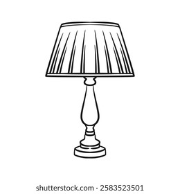 Vector illustration of a vintage retro night lamp in line art style. Perfect for nostalgic, home decor, or retro-themed projects. Clean and minimalist design.