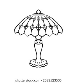 Vector illustration of a vintage retro night lamp in line art style. Perfect for nostalgic, home decor, or retro-themed projects. Clean and minimalist design.