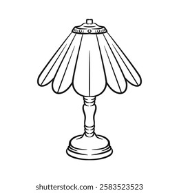 Vector illustration of a vintage retro night lamp in line art style. Perfect for nostalgic, home decor, or retro-themed projects. Clean and minimalist design.