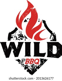 Vector illustration Vintage Retro Wild Rustic BBQ Grill, Barbeque Label Stamp Logo design 