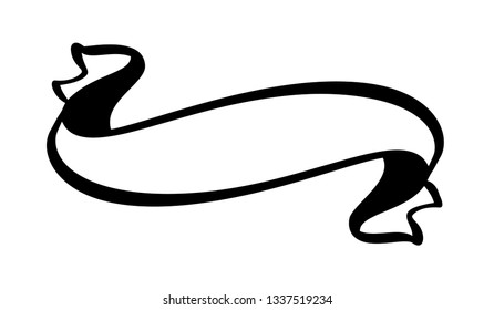Vector illustration vintage ribbon element with place for text. Hand drawn sketch doodle banner design isolated on white background