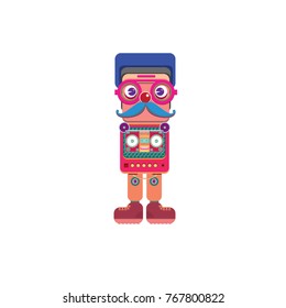 Vector illustration vintage robot toy for logo and icon
