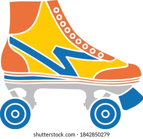 Vector illustration of the vintage roller skate shoe