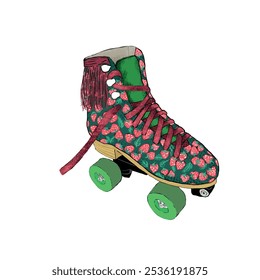 Vector illustration of a vintage roller skate isolated