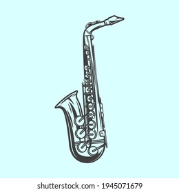 vector illustration Vintage saxophone music instrument 