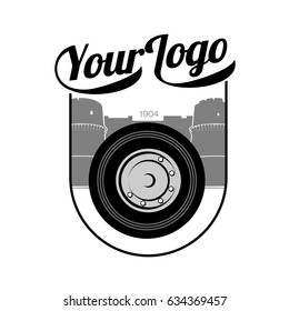 Vector illustration of vintage scooter. Emblems and label. Scooter popular means of transport in a modern city. Advertisements, brochures, business templates. Isolated on a white background