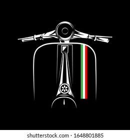 Vector illustration of Vintage Scooter motorcycle silhouette on Black background. Can be used for printed on motorcycle club t-shirt, background, banner, posters, icon, web, etc.