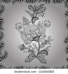Vector illustration. Vintage seamless pattern on a violet, brown and yellow colors with golden elements.
