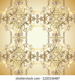 Vector illustration. Vintage seamless pattern on a colors with golden elements.