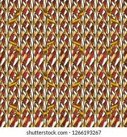 Vector illustration. Vintage seamless pattern on a white and brown colors with golden elements.