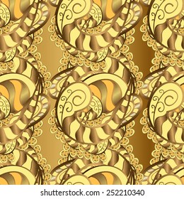 Vector illustration. Vintage seamless pattern on a colors with golden elements.