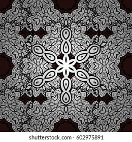 Vector illustration. Vintage seamless pattern on a brown background with white elements.