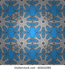 Vector illustration. Vintage seamless pattern on a blue background with white elements.