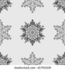 Vector illustration. Vintage seamless pattern on a gray background with white elements.