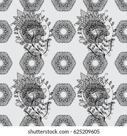 Vector illustration. Vintage seamless pattern on a gray background with dim elements.