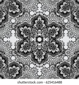 Vector illustration. Vintage seamless pattern on a gray background with gray elements.