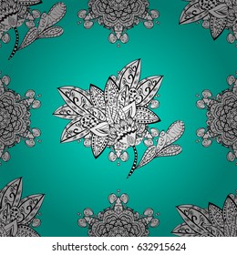 Vector illustration. Vintage seamless pattern on a blue background with white elements.