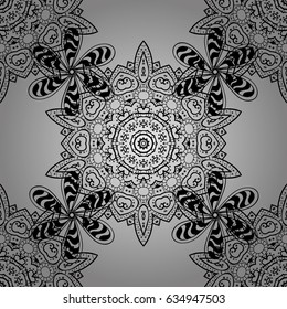 Vector illustration. Vintage seamless pattern on a gray background with dim elements.