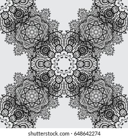 Vector illustration. Vintage seamless pattern on a gray background with dim elements.
