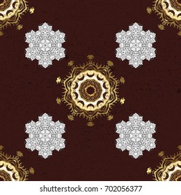 Vector illustration. Vintage seamless pattern on a brown background with white elements.
