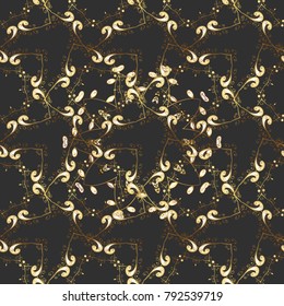 Vector illustration. Vintage seamless pattern on a colors with golden elements.