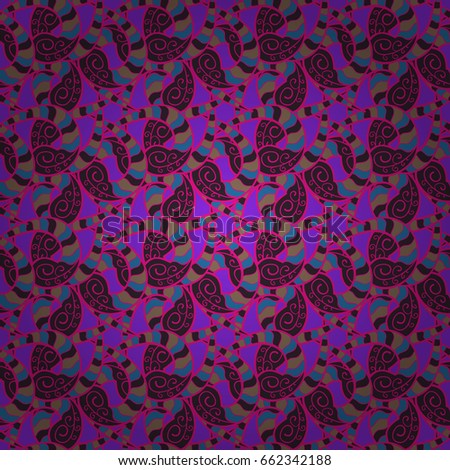 Vector illustration. Vintage seamless pattern on a blue background with colorful elements.