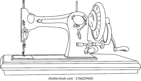 Vector illustration of the vintage sewing machine