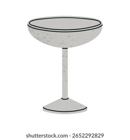 Vector illustration of vintage silver ice-cream bowl. Can be used in restaurant and kitchenware advertisements, antiques promotional materials, lifestyle blogs, prints, cards and invitation designs.